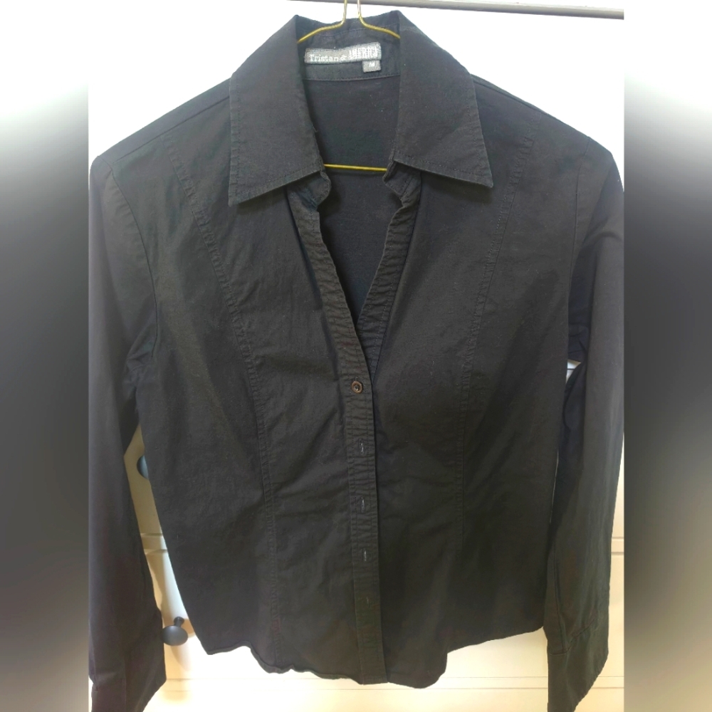 Tristan & America Black Collared Shirt